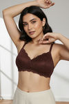 Zivame Dreamcatcher Padded Non Wired Medium Coverage Lace Bra - Rum Raisin — thumbnail 2